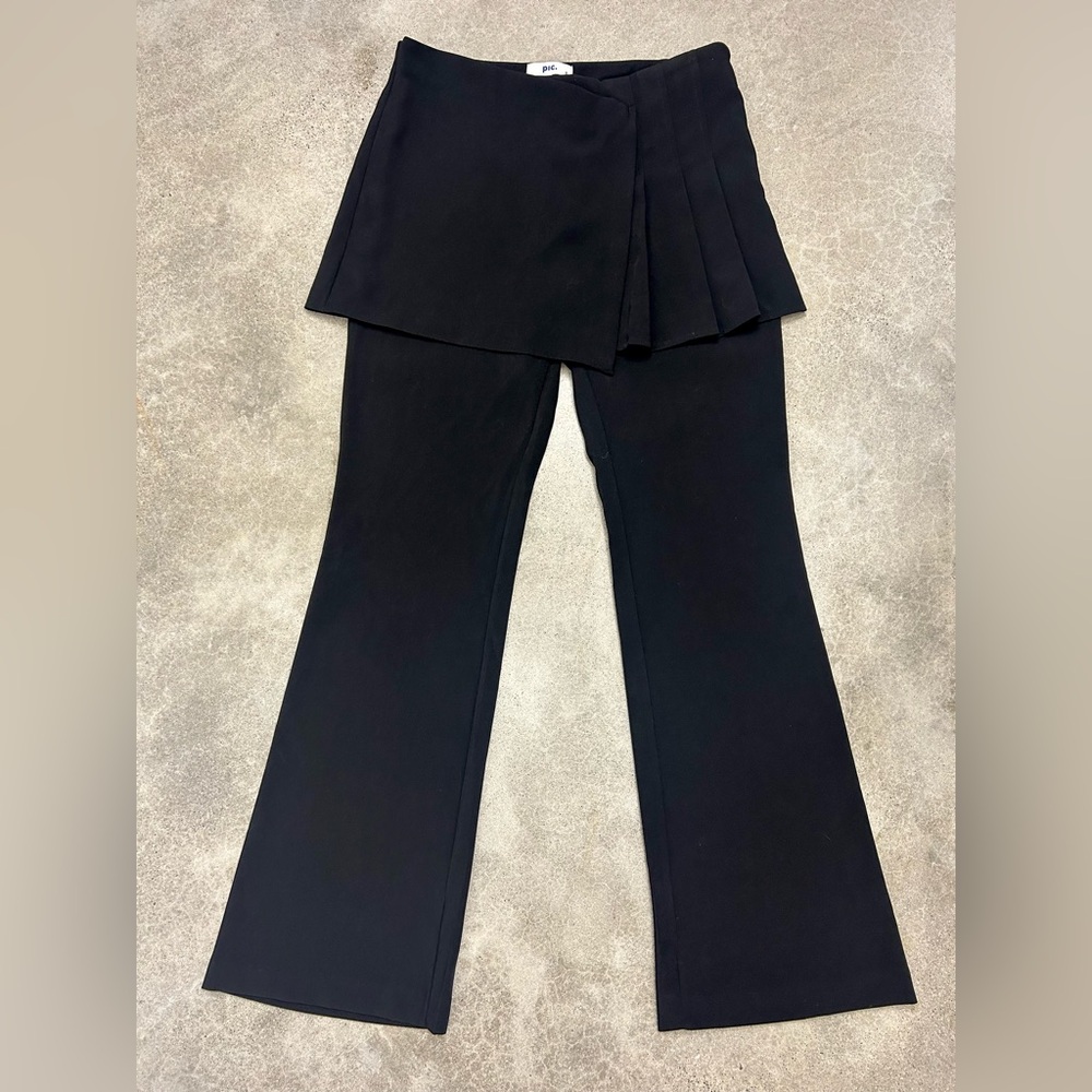 Black Pleated Skirt Flare Pants